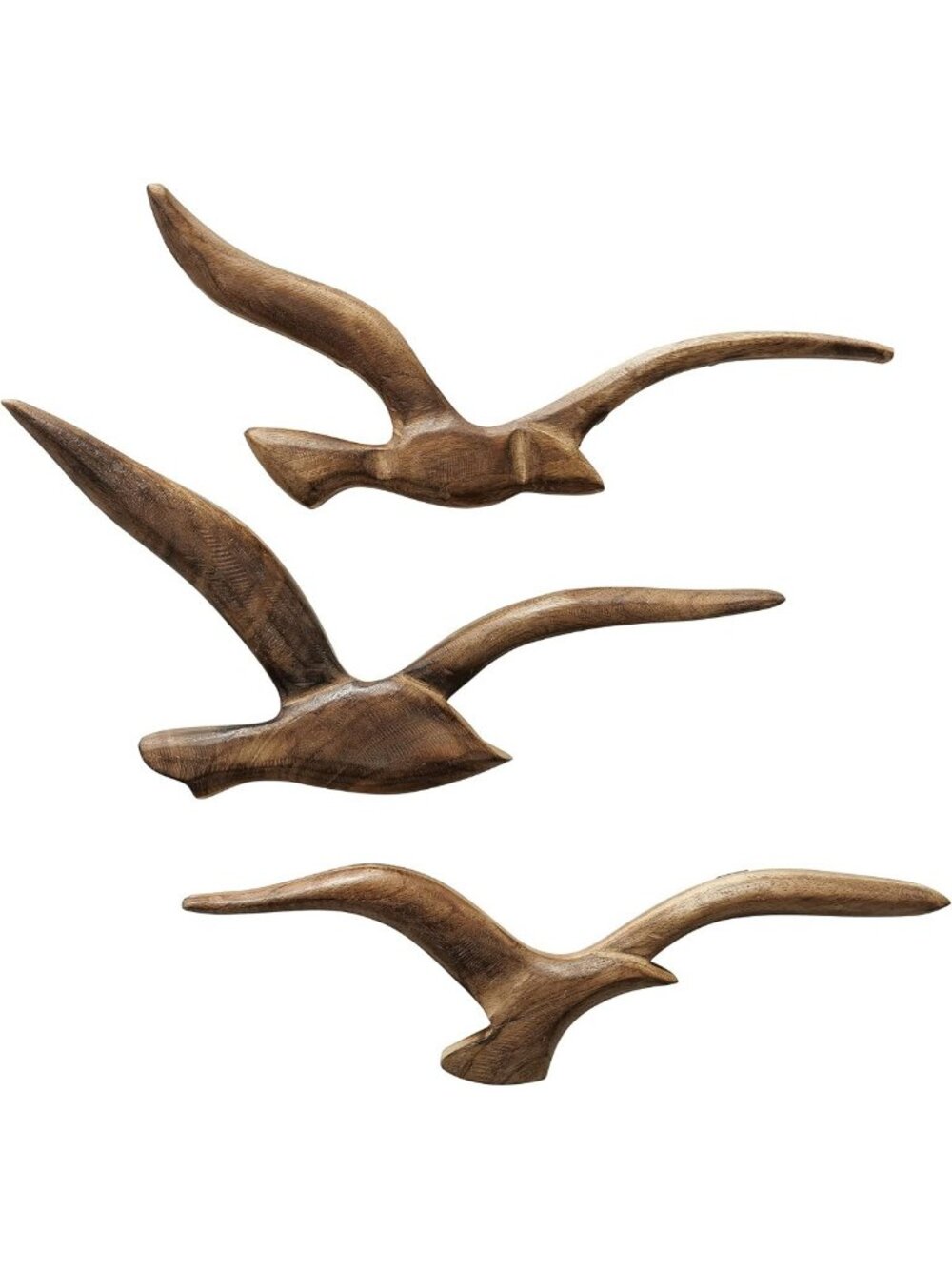 Coastal Bird Wall Art Set of 3 - Flying Sculpture Decor for Beachy Home Vibes